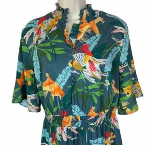 Eloquii Koi pond Goldfish print dress 14